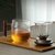 高硼矽玻璃木柄山海紋理泡茶杯