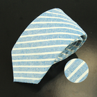 淺藍條紋棉麻領帶